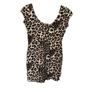 Y2K Ultra Flirt Top Scoop Neck Size S Cotton Leopard Grunge‎ Skate Cap Sleeves
